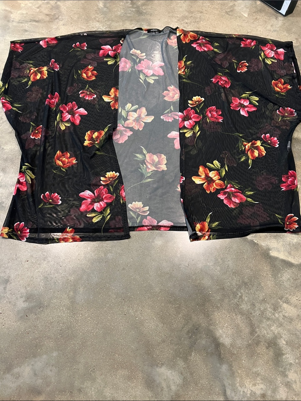 Ambiance sheet black floral top in Black with Multicolor Trim